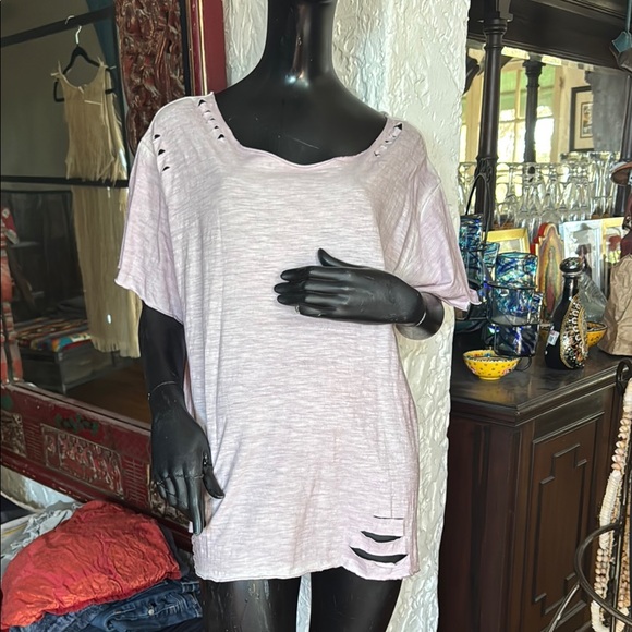 Distressed Light Pink Women's Top - Picture 1 of 7